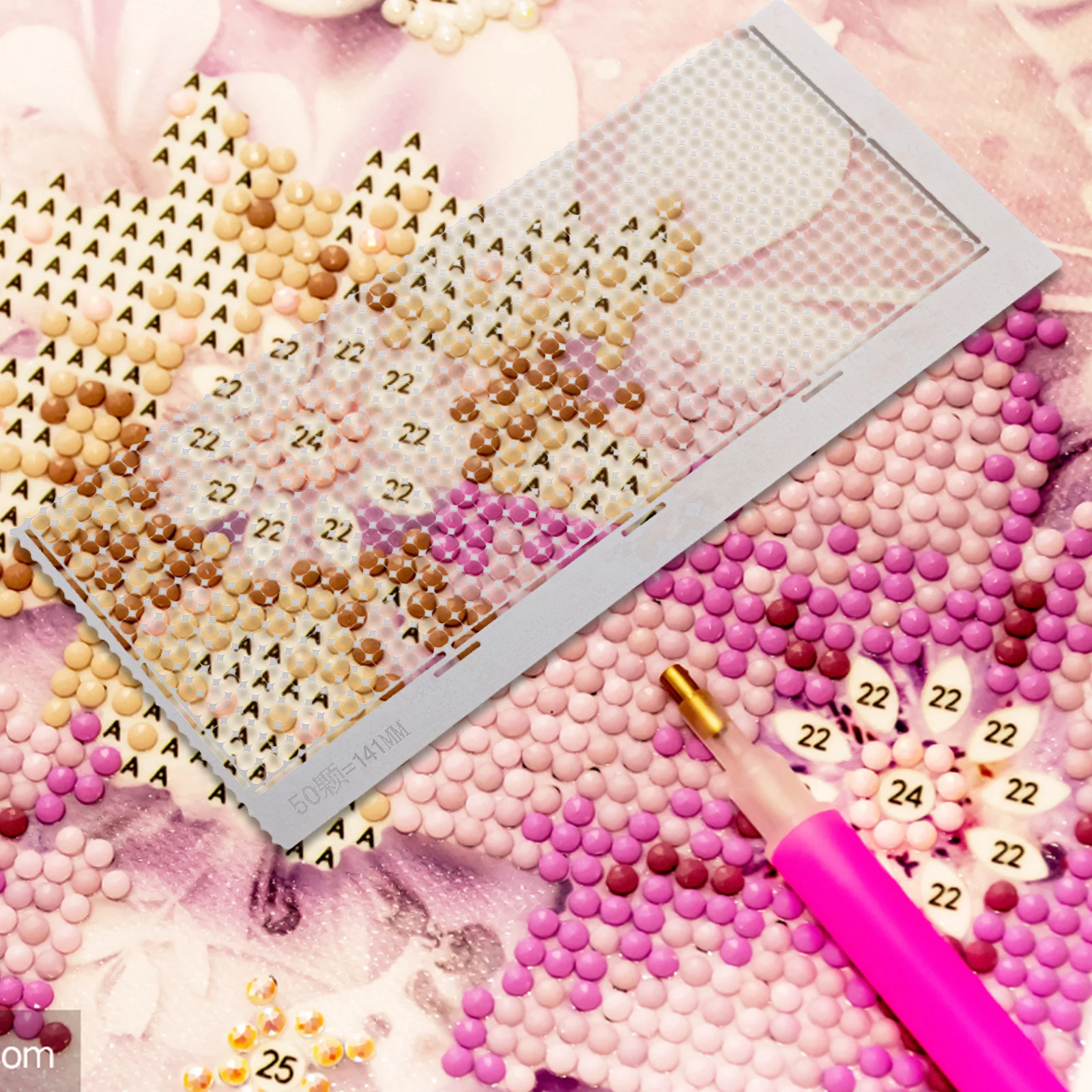 

Diamond Mesh Ruler Stainless Steel Craft Tool for Precise Rhinestone Placement Anti-Stick DIY Accessories