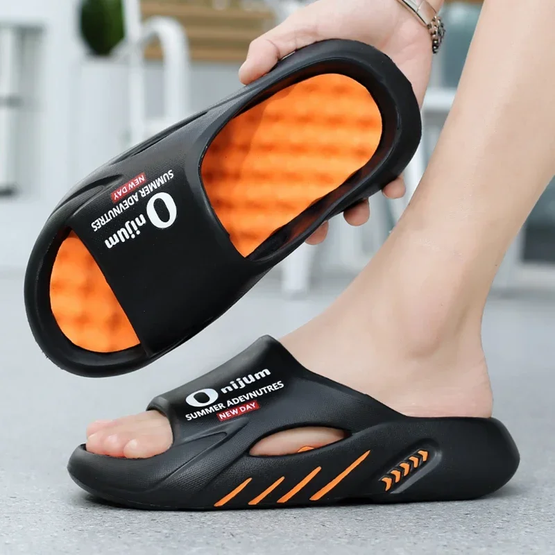 

New Male Massage Slippers Slides Indoor Outdoor Sandals Beach Casual Shoes for Men Comfortable Sole Men's Slippers Big Size 47
