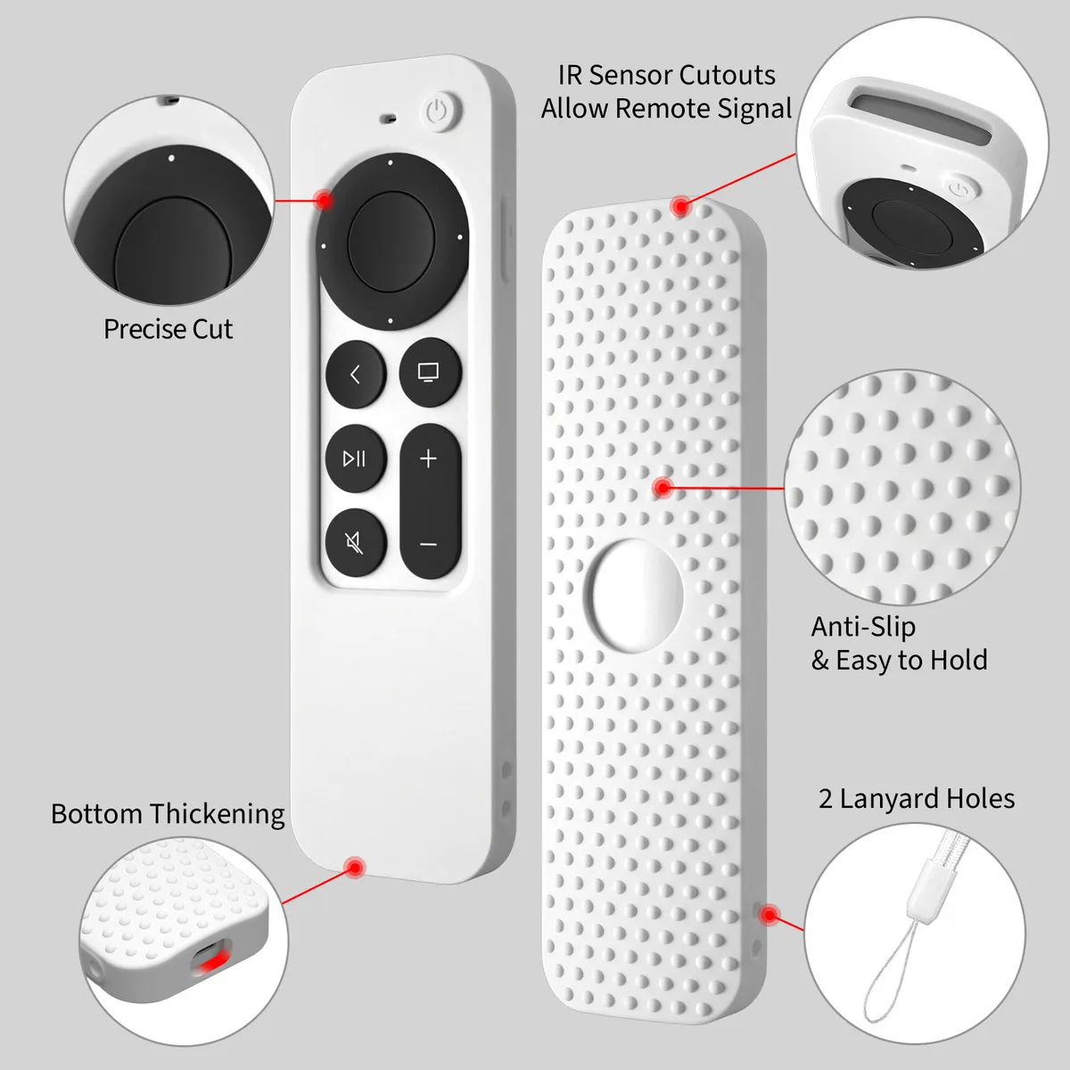 Window design with silicone protective sleeve for Apple TV 4K 2nd Generation Siri Remote