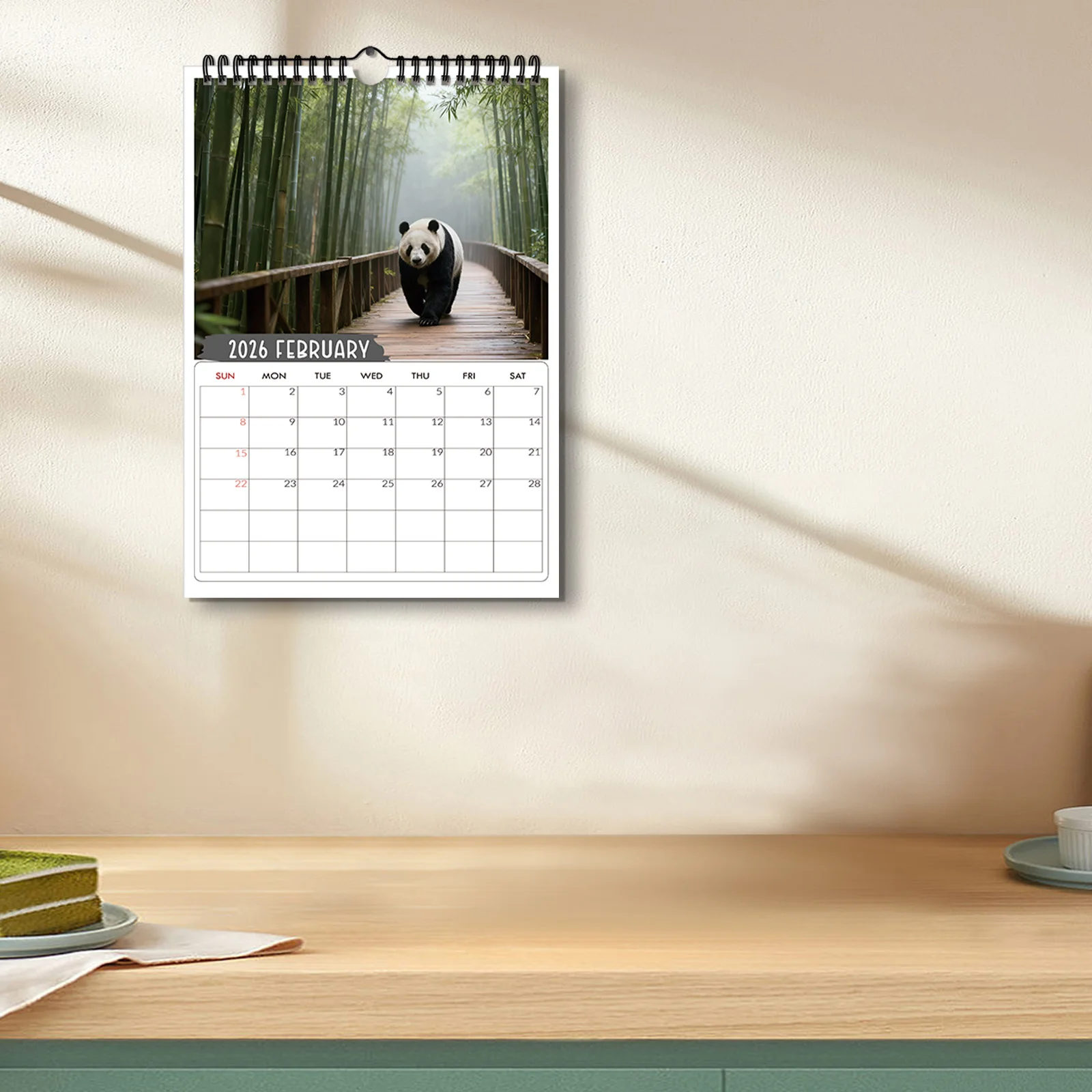 ปฏิทินแพนด้าป่าไผ่ที่มีเสน่ห์ 1 ชิ้น เหมาะสำหรับตกแต่งบ้าน เหมาะสำหรับคนรักสัตว์ป่า ของขวัญปีใหม่ที่ดี