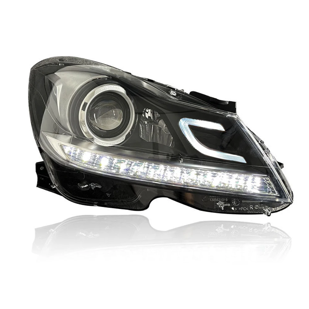 سيارة LED المصباح لبنز C الفئة W204 2011-2014 C180 C200 C260 DRL بدوره إشارة الجبهة أضواء مصابيح + ثنائية زينون العارض عدسة