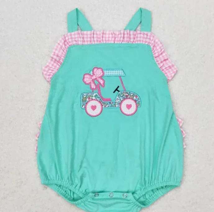 

wholesale baby romper boutique embroidered golf pattern girls spring summer romper