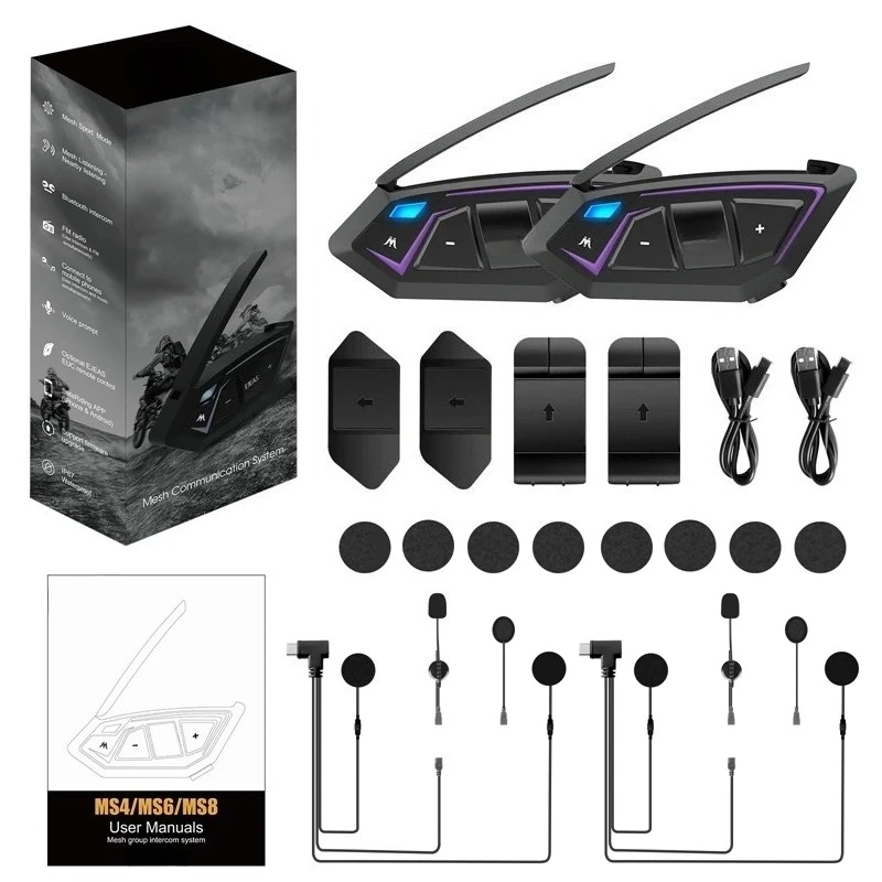 MS8 Full Duplex Bluetooth Intercom Helmet New Style Mesh Design ABS Material for Comfortable Motorcycle Riding