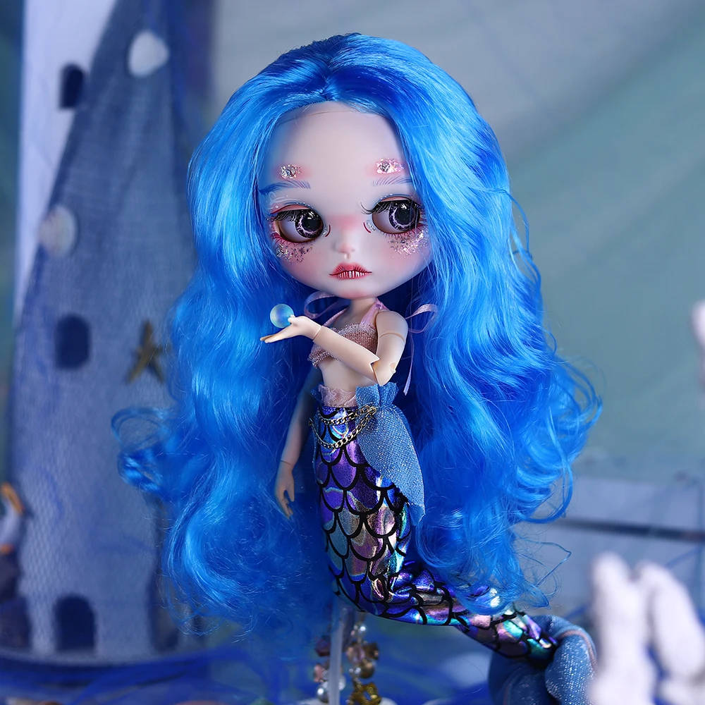 ICY DBS Blyth 1/6 doll mermaid hand painted set long eyelashes sleepy eyes bjd doll set sd