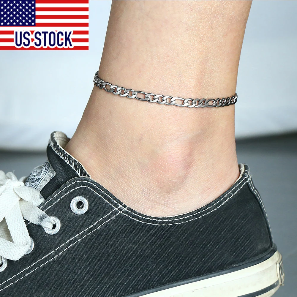 5/7/9mm Simple Female Anklets  Curb Chains Link Stainless Steel Anklet for Women Accessories Foot Chain Gift 9inch KBM171US