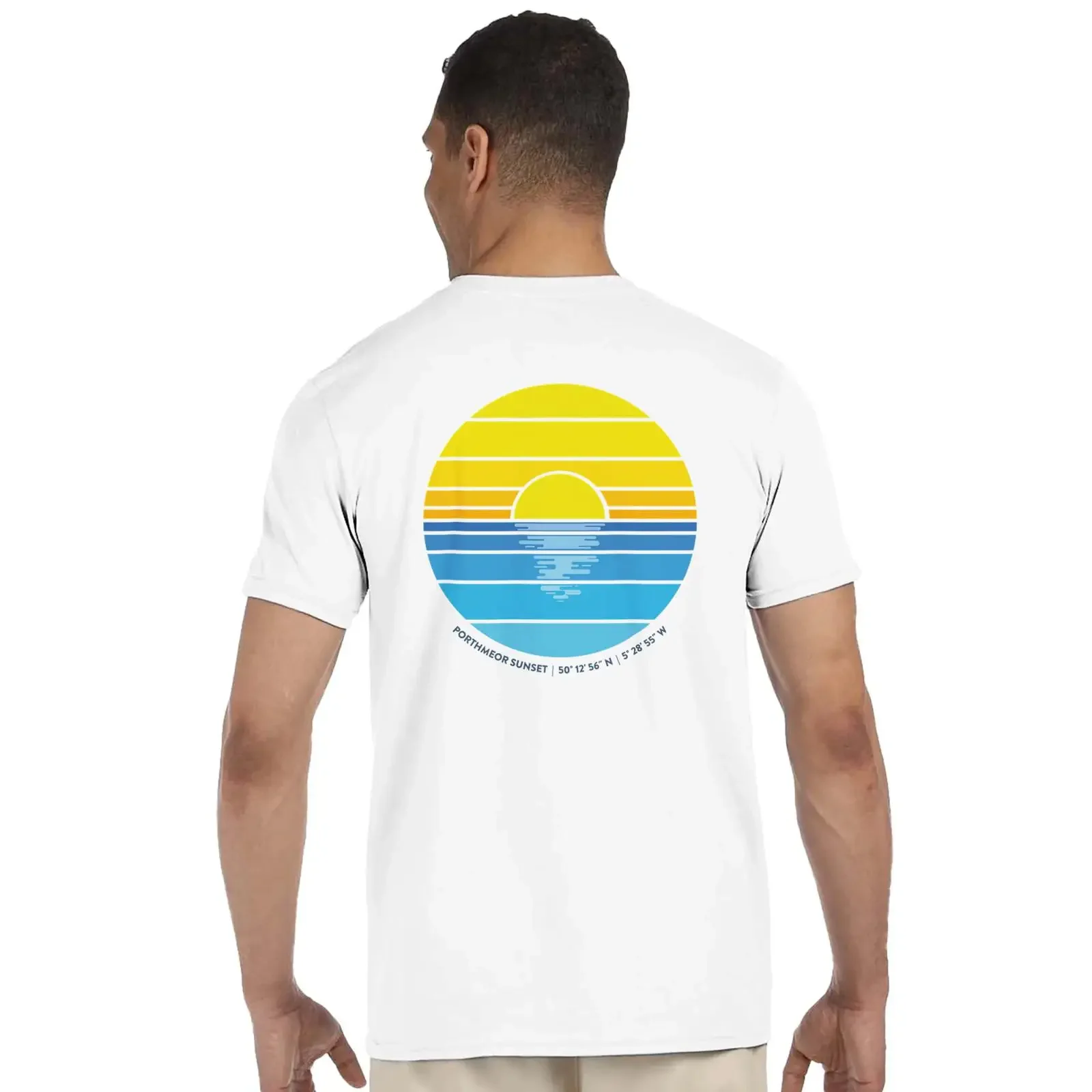 Porthmeor Sunset St Ives Cornwall T Shirt Retro Beach Coastal Holiday Surf Style Casual Top vintage Washed