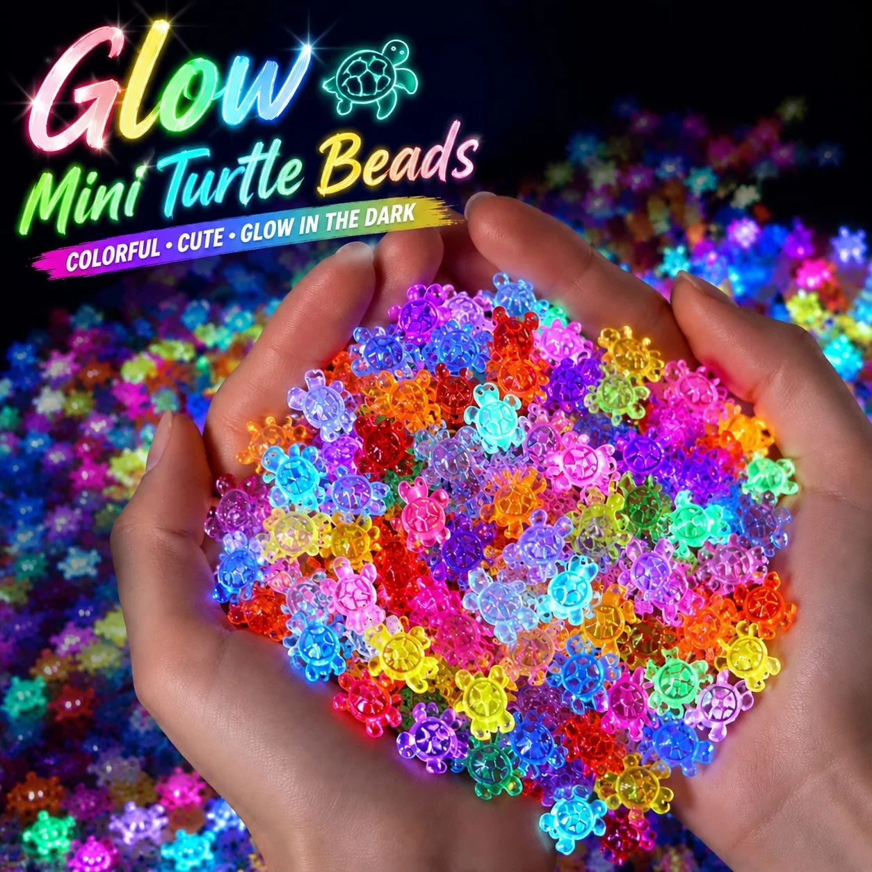 100Pcs Mini Resin Turtles Night Glow Turtle Figurines Multi-Function Glow in The Night Turtle Miniatures for Micro Landscaping