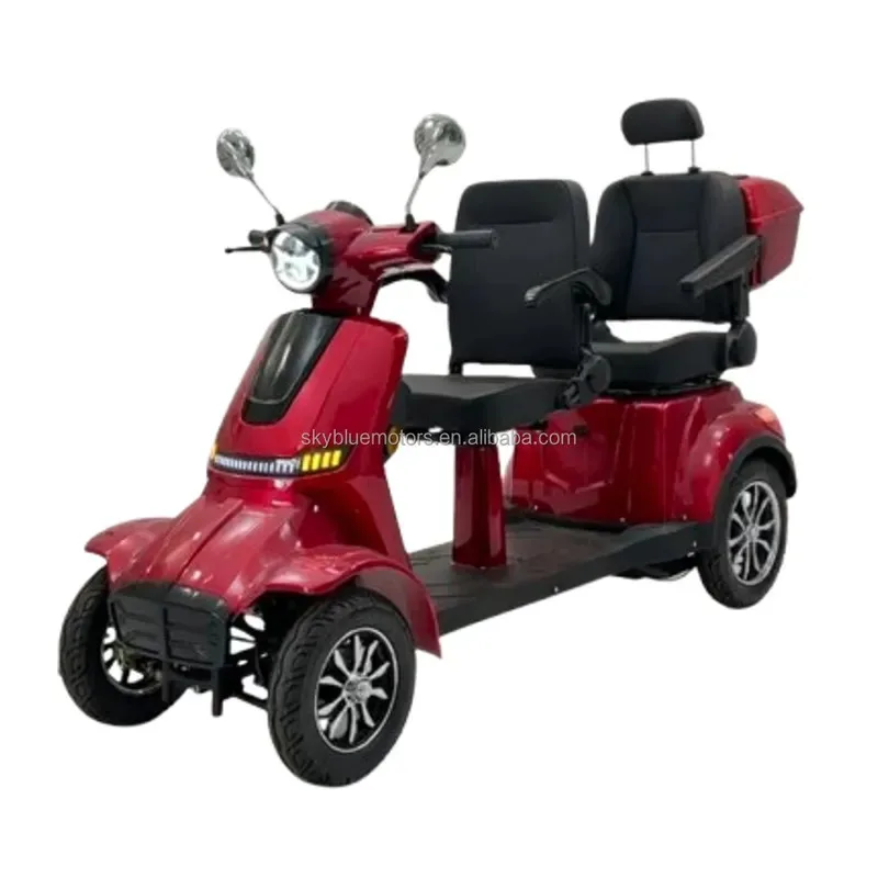 Heavy  Low Speed Double Seat Four-Wheeled  Electric Scooter For The Elder  Outdoor Travel Together Mob