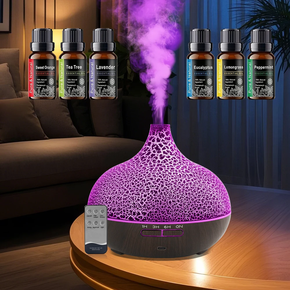 

2-in-1 Ultrasonic Cool Mist Humidifier 550ml Aromatherapy Essential Oil Diffuser With Remote Control & 6 Oils for Spa-Room