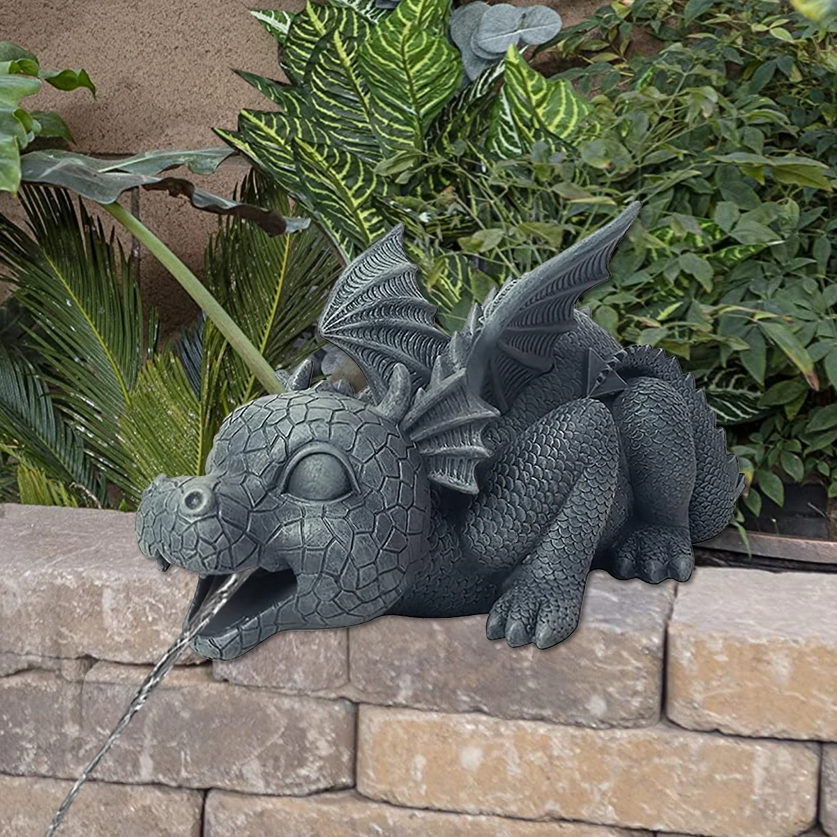 Garden Resin Statue Realistic Spouting Water Dragon Sculpture Decorations for Home Outdoor Courtyard Tabletop Decor Sculpture