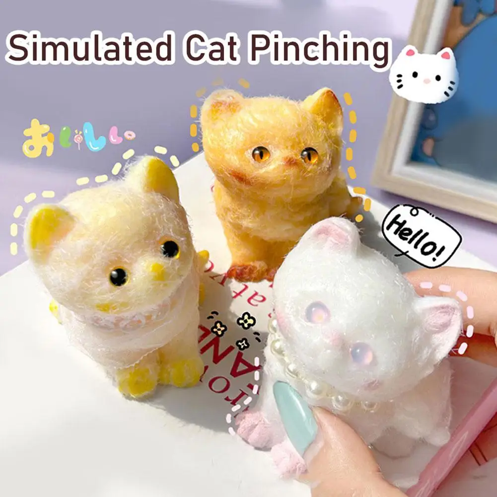 Cute Realistic Cat Squeeze Pinching Decompression Toy Cat Orange Kids Cat Gift DIY Toys Blue Girl Relief Toys Birthday Stre C3F3