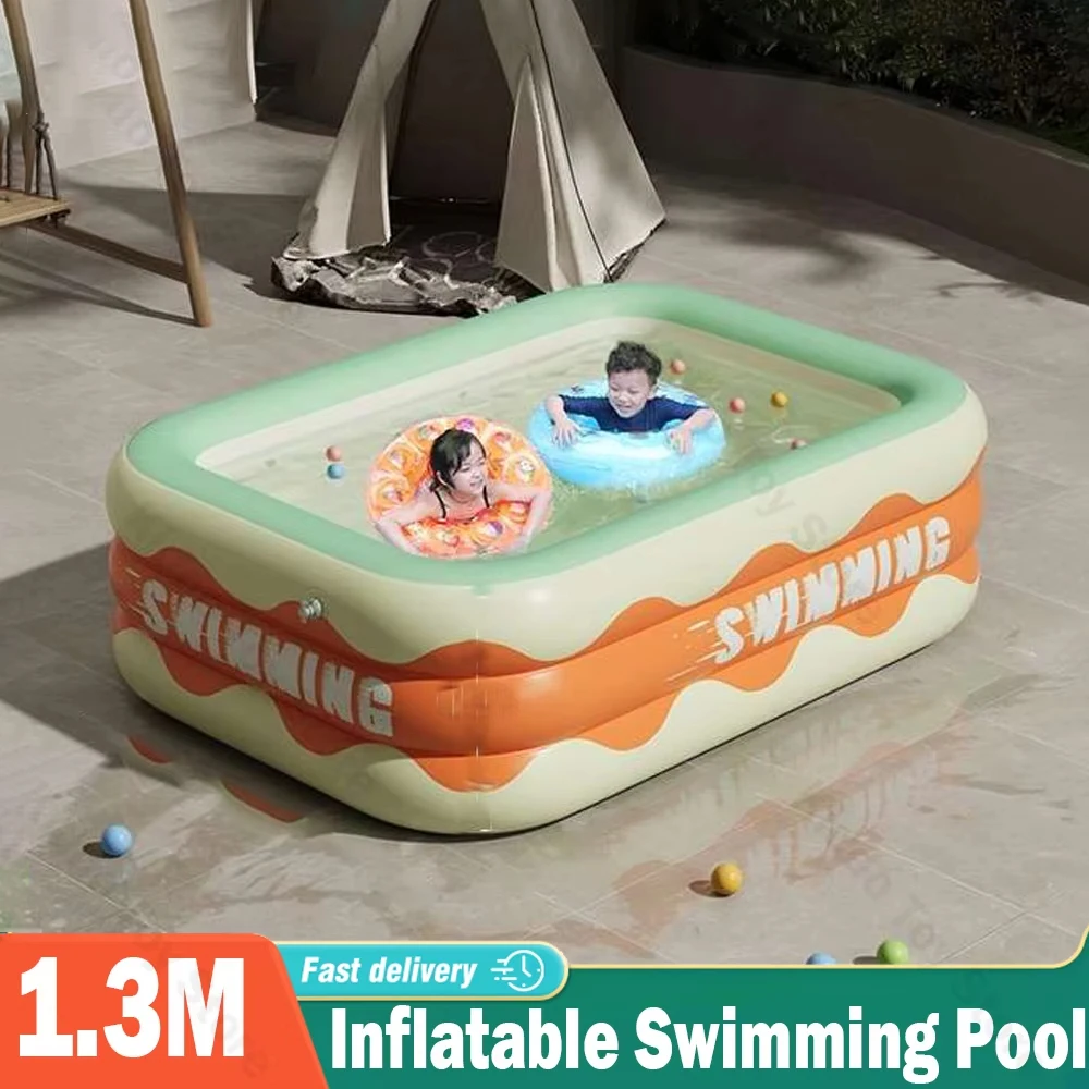 1.3M Swimming Pool Inflatable 3 Layers Pools for Family Square Outdoor Party Game Folding Pump EU Christmas Day Gifts