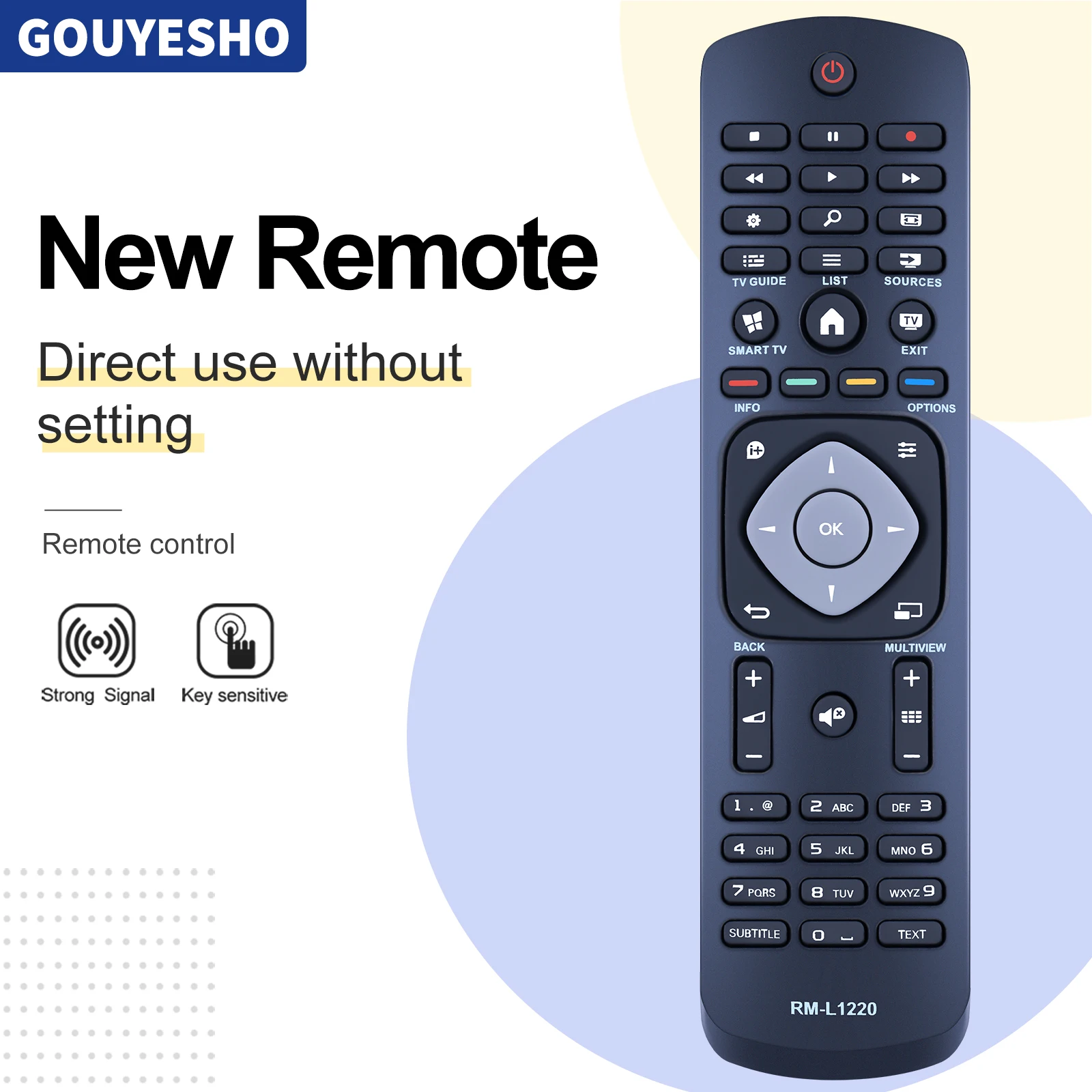 New RM-L1220 For Philips TV Remote Control 55PUS6452/12 49PUS6031S/12 43PUS6031S/12 49PFS4132/12 49PFS4131/12 43PFS4132/12