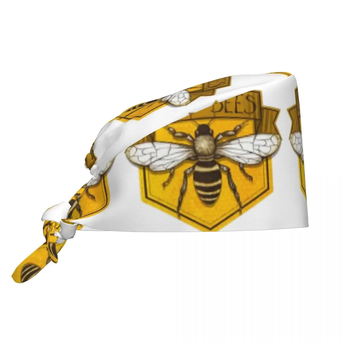 Save The Bees Printed Scrub Hat Doctor Working Surgical Cap Unisex Adjustable Nursing Caps for Dentist