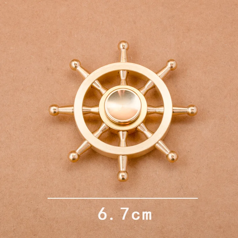 Brass Rudder Ornoment Rotary Desktop Home Living Room Decoration Helmsman Ship Steering Wheel MetalToy Handicrafts Gifts