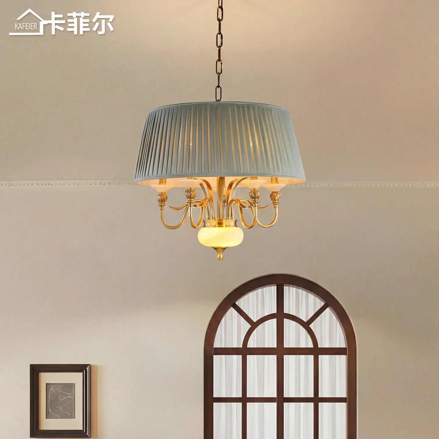 Full copper dining room chandelier bedroom retro atmospheric living room light