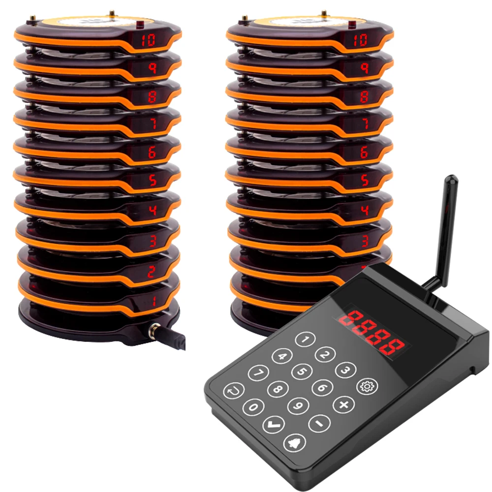 Wireless Coaster Buzzers Paging System 20 Waterproof Pagers 1 Keyboard 1 Charger Wireless Calling Queue Waiter Church Nursery