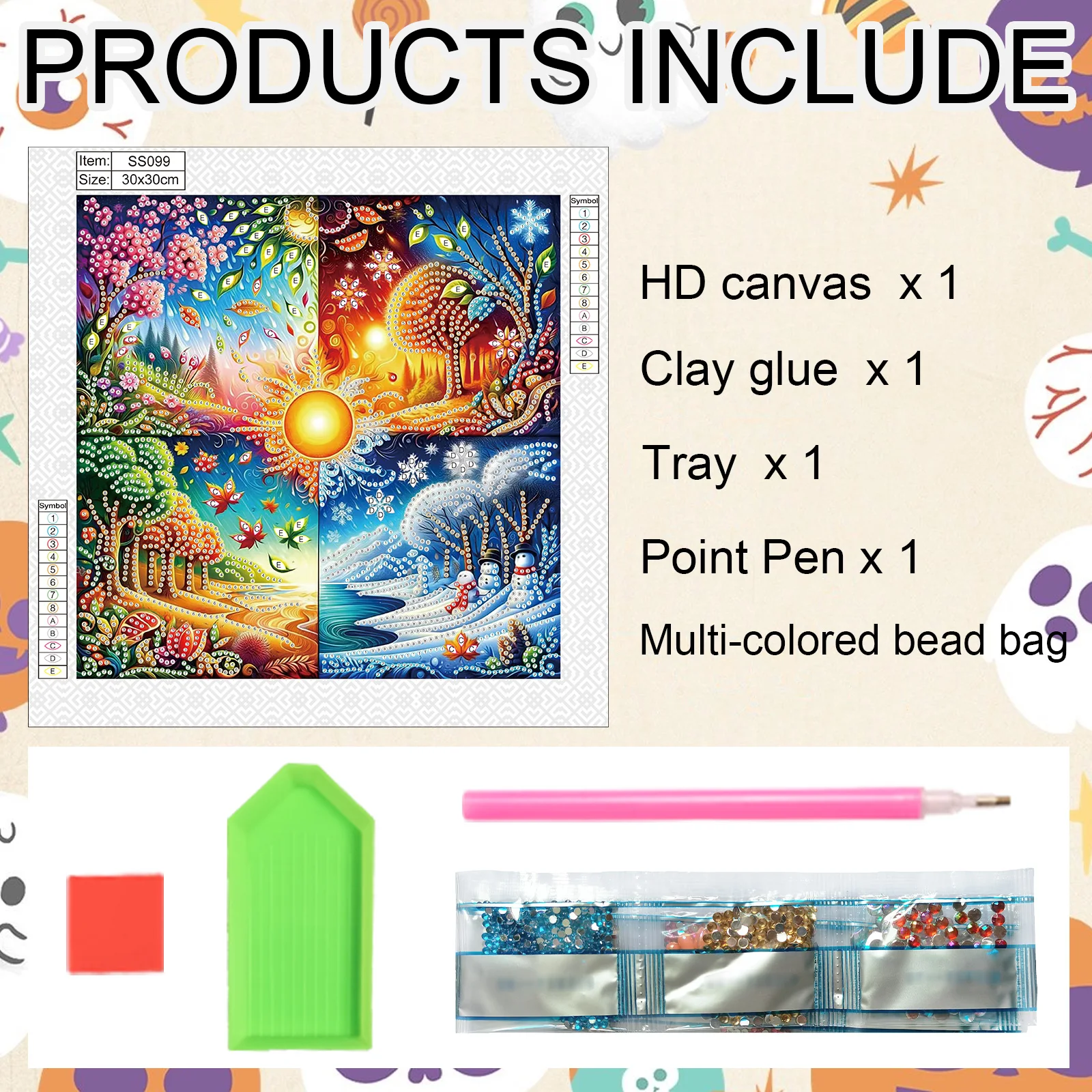 The four seasons Special Shape Diamond Art Kits for Adults Beginners,Special Shape Diamond Art Painting for Home Decoration Gift view 3