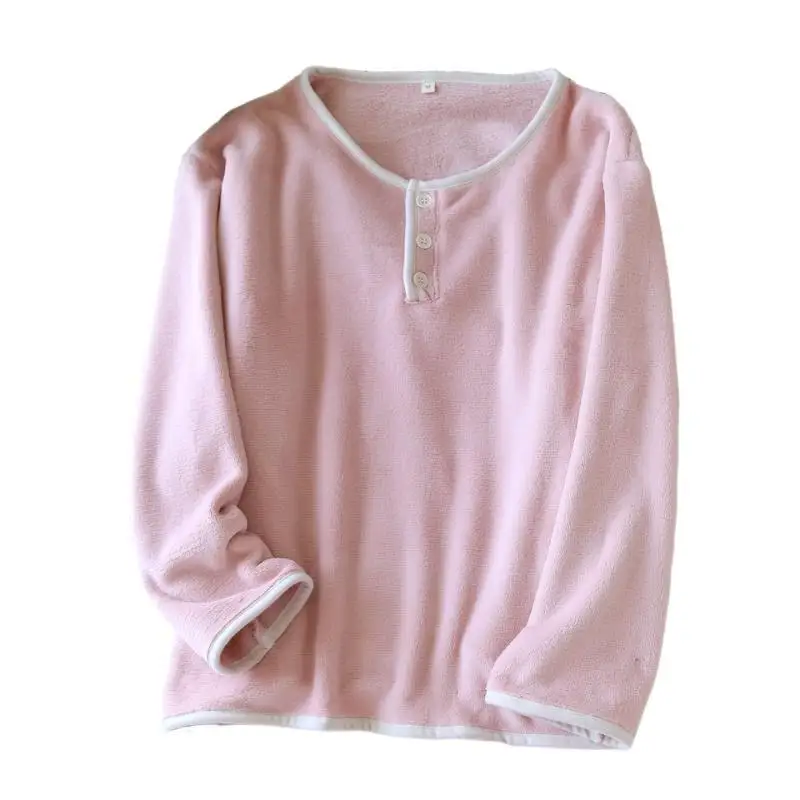 بيجامة نسائية قطعة واحدة ملابس نوم بأكمام طويلة طقم بيجامة للخريف والشتاء مبطن بالصوف المرجاني الصوف الدفء ملابس منزلية