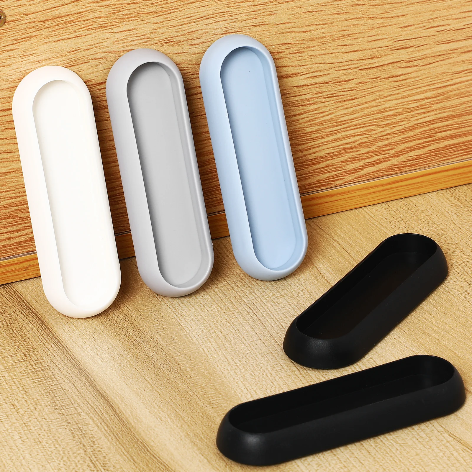 

5Pcs Door Window Handles ABS Blue Gray Black White Self Adhesive No Drill Cabinet Cupboard Hardware Sliding Barn Closet Knobs