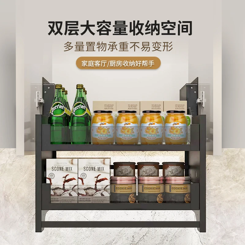 المطبخ الذكي خزانة معلقة رفع سلة سحب أسفل خزانة تخزين #4