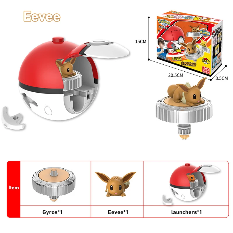 Pokemon Figures Beyblade Top Gyroscope Toys Pikachu Charmander Squirtle Mewtwo Eevee PVC Models Pokeball Gift For Kids