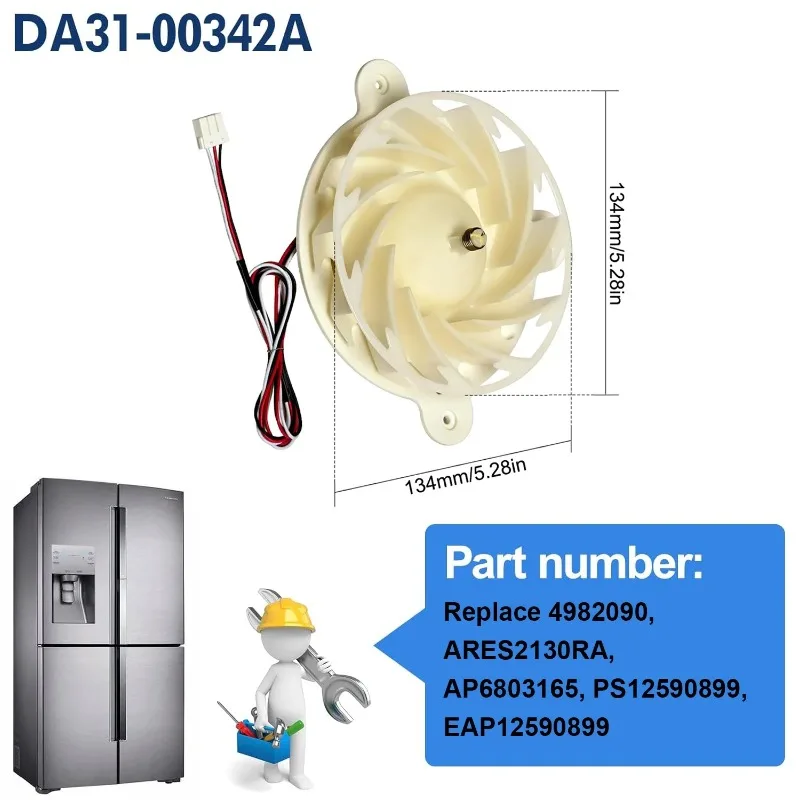 DA31-00342A Refrigerator Motor BLDC FAN Fit for Sam sung Freezer Evaporator RS27T5200SG, RS22T5561SR, RS22T5201SR ARES2130RA