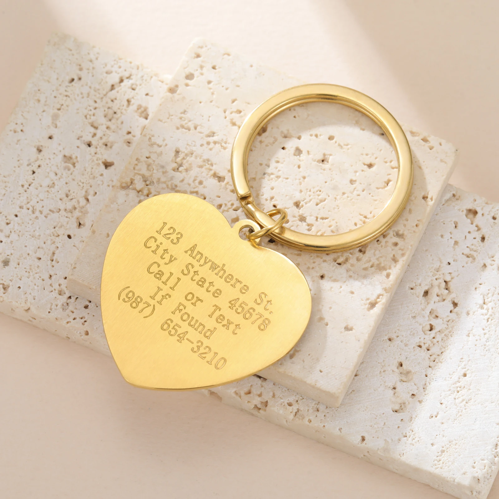 COOLTIME-Llavero grabado personalizado con forma de corazón, de acero inoxidable, personalizado, con forma de corazón de amor, accesorios para bolsa de joyería