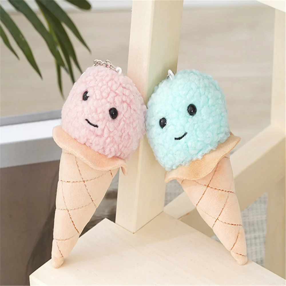 2Colors - 12CM New Ice Cream Sweet Summer Plush Stuffed Toy , Key Ring Chain Pendant Plush Charm Chain Doll