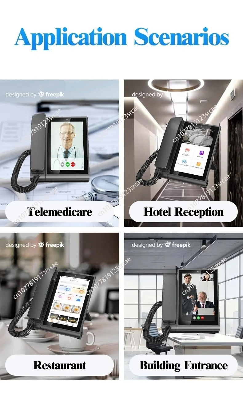 

For Office School Hotels Android Video WiFi 8 Inch Touch Screen 4G LTE SIM Card Smart POE Landline Wireless Telephone
