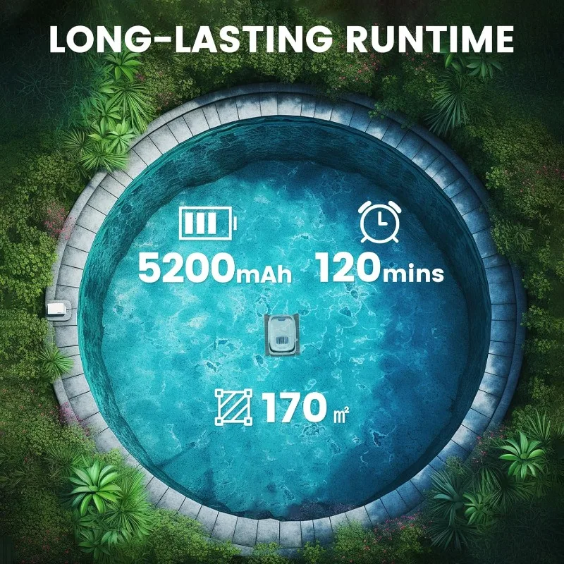 หุ่นยนต์ทำความสะอาดสระว่ายน้ำ AIRROBO สำหรับสระว่ายน้ำแบบฝังดิน, หุ่นยนต์ทำความสะอาดสระว่ายน้ำระบบนำทางอัจฉริยะ, หุ่นยนต์ทำความสะอาดผนัง, ทำความสะอาดพื้น