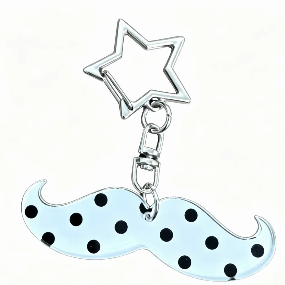 Cute Beard Keychain Versatile Harajuku Style Polka Dot Hanging Piece Vintage Cartoon Shaped Acrylic Keyring School