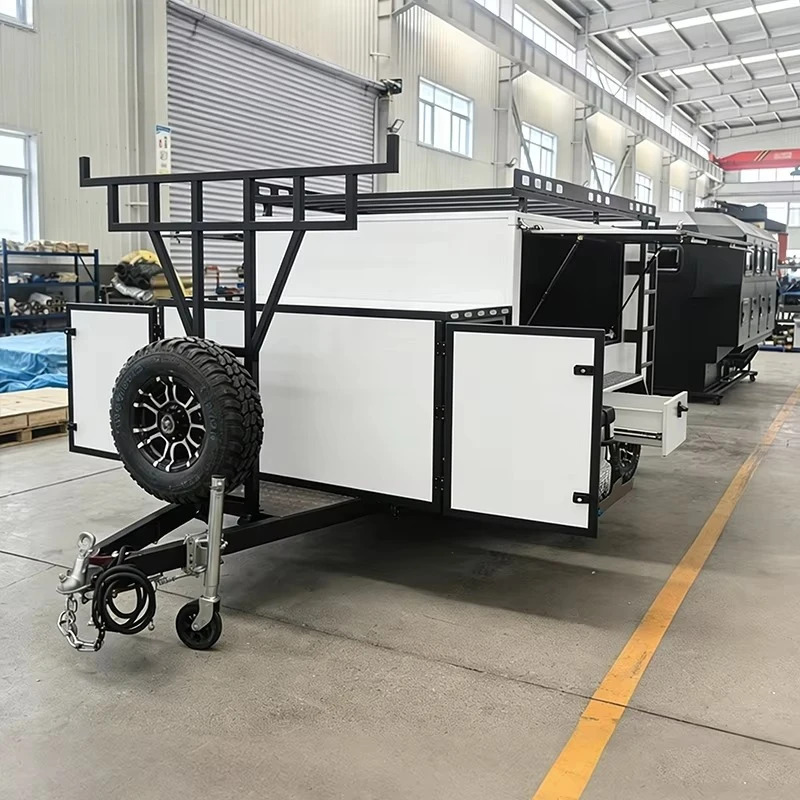 Builders Trailer Heavy Duty Powder Coated Tool Box Trailer With Roof Rack And Sliding Drawers