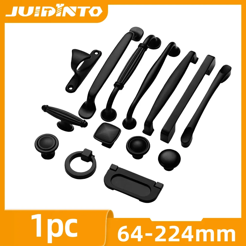 

JUIDINTO Furniture Handle Cabinet Pulls 96-224mm Drawer Door Black Handle For Closet Bathroom Kitchen Furniture Cabinet Wardrobe