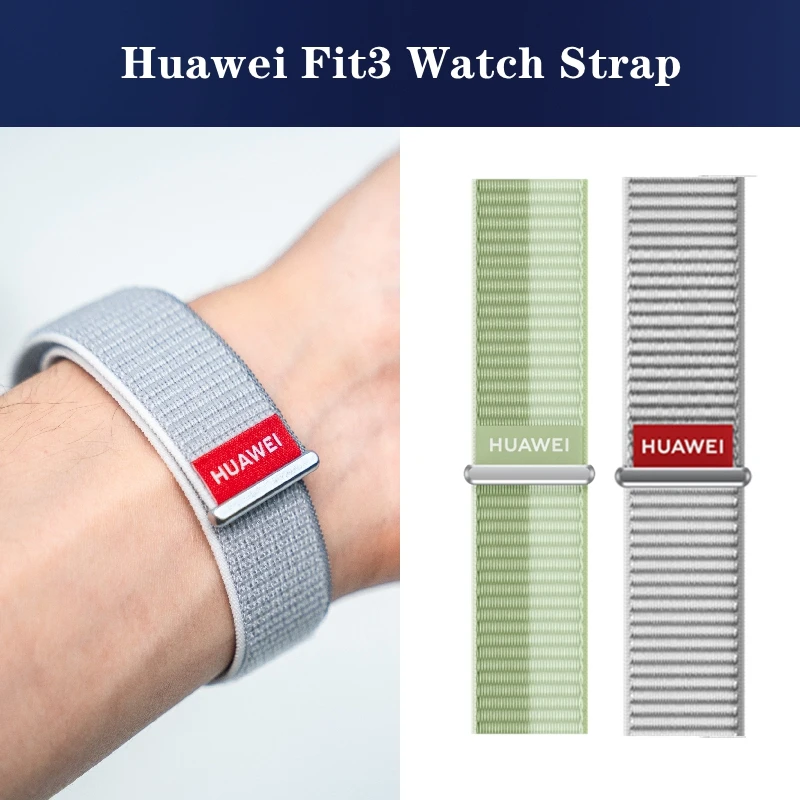 Original Nylon Watch Strap for Huawei Watch Fit 3 Genuine Leather Band Fit3 Fluoroelastmer Strap Milanese Stainless Steel Band