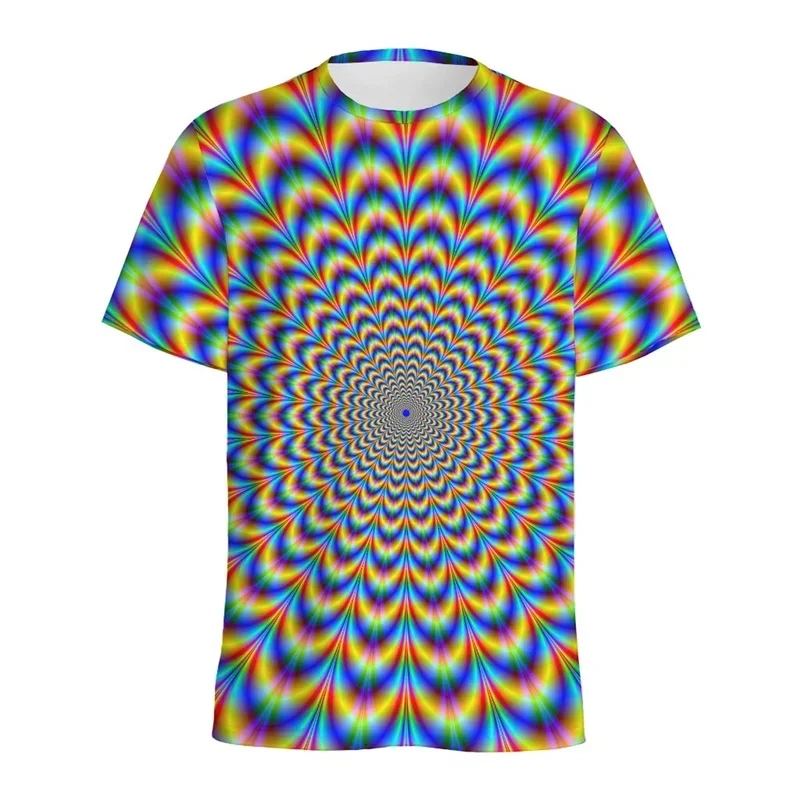 Men's 3D Eddy Current Printed T-shirt, Fashionable Streetwear, Oversized Round Neck Short Sleeved Colorful Summer T-shirt