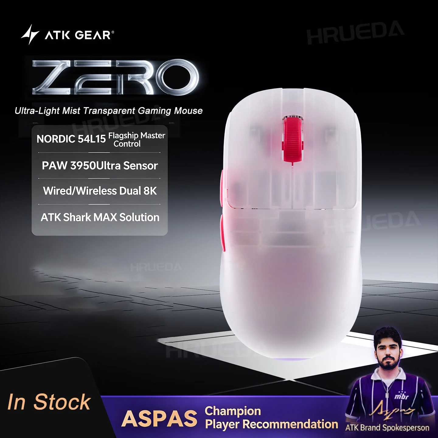 ATK Blazing Sky ZERO 39g Ultralight Gaming Mouse PAW3950 Ultra 8K Polling Rate Dual Mode Wireless Ergonomic Foggy RGB Esports Mi