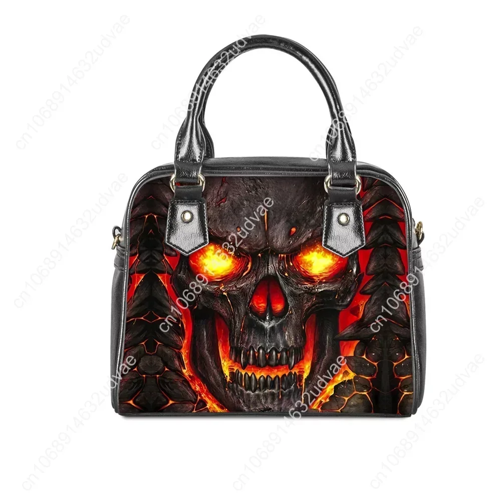 Hot Trend Women's Tote Bag Designer Luxury Leather Handbag Purse Purple Lava Skull Pattern Fashion Ladies Party Clutch Bolsas