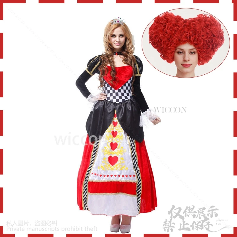 Anime Alice Film Cosplay Rode Koningin Kostuum Jurk Lolita Voor Vrouwen Kostuum Sexy Cos Kleding Vrouwen Halloween Fancy Dress Pruiken