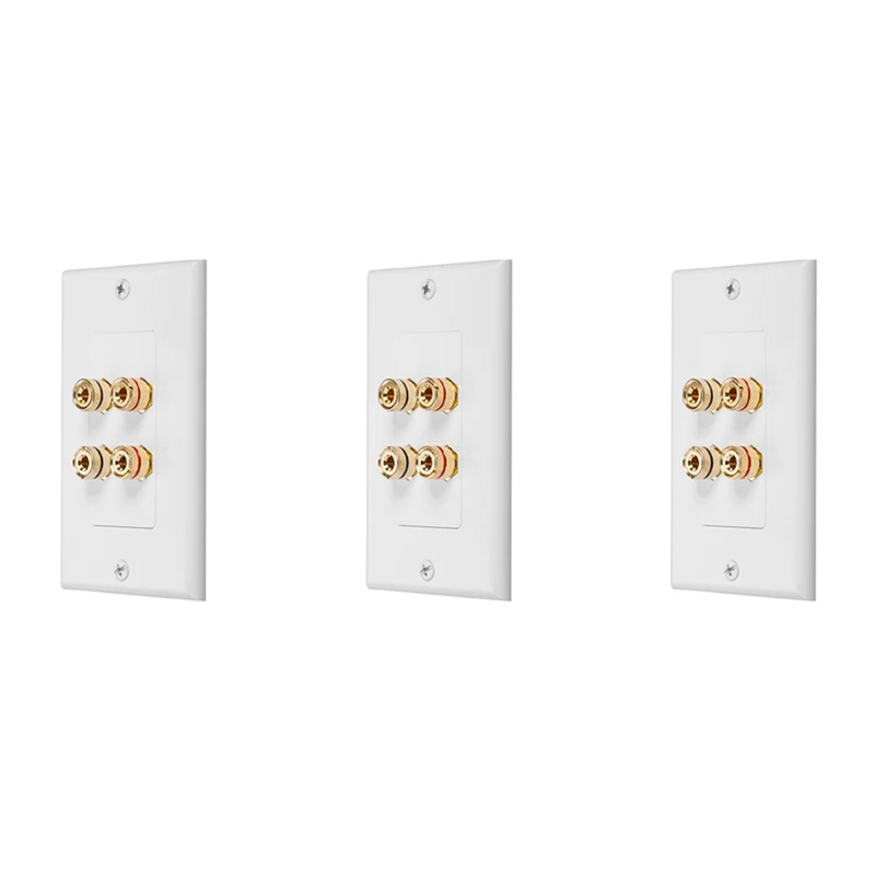 

3X 4 Posts Speaker Wall Plate Home Theater Wall Plate Audio Panel For 2 Speakers