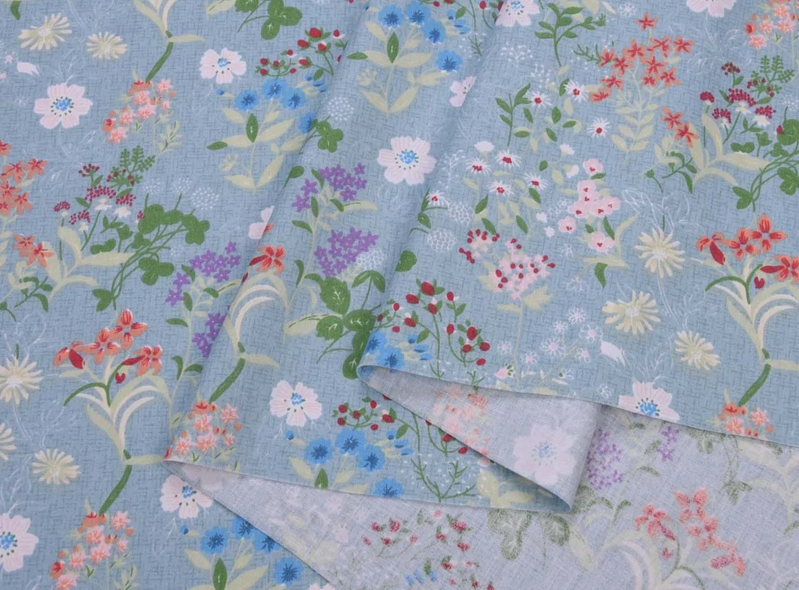 160x50cm 100% Cotton Twill Printed Fabric Green Floral , for Bedding Sleeping Wear Clothing Sewing Cloth