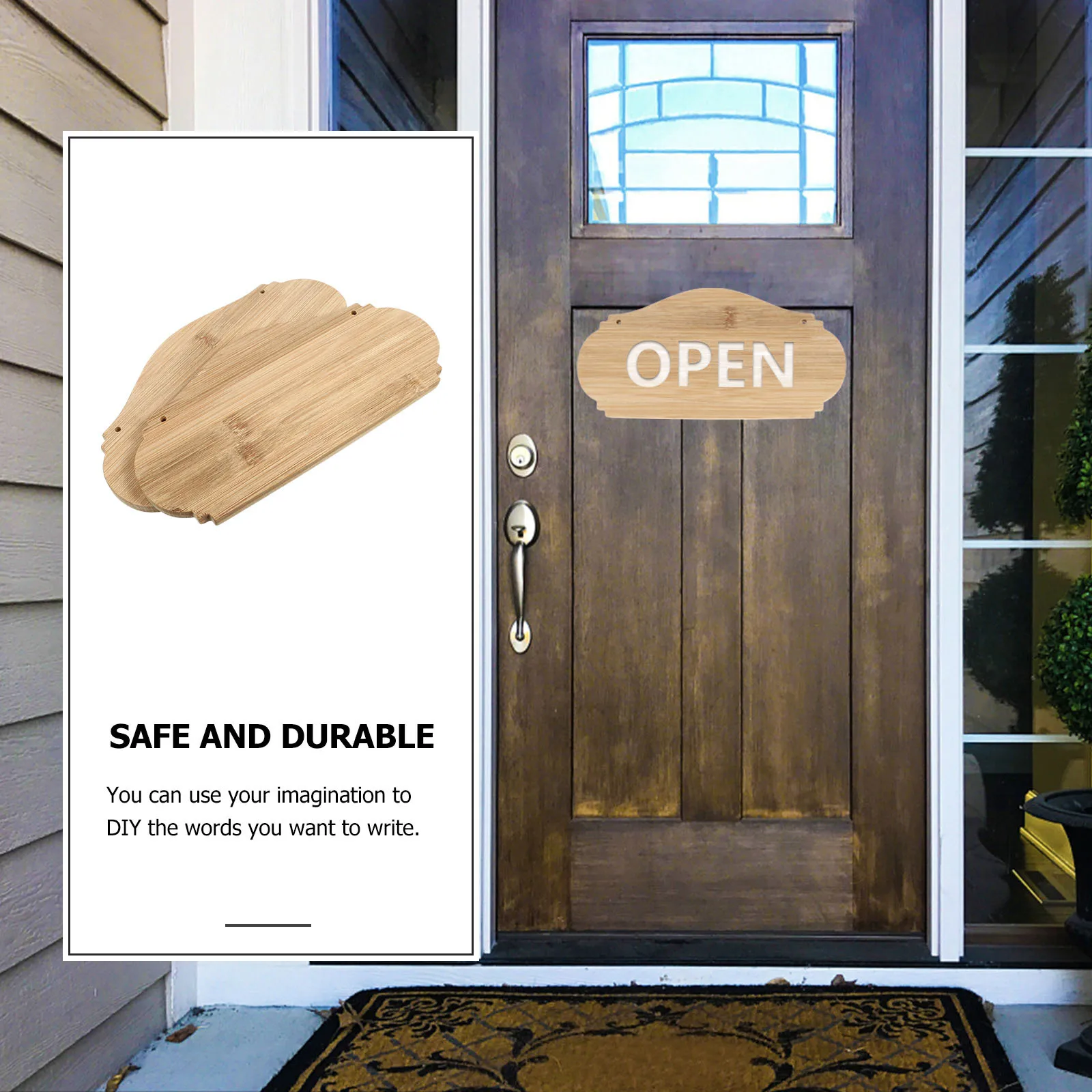 

2Pcs Creative DIY Bamboo Blank Hanging Sign Door Store Shop Plaque Decoration Welcome Tag Wood Color Bamboo Signs