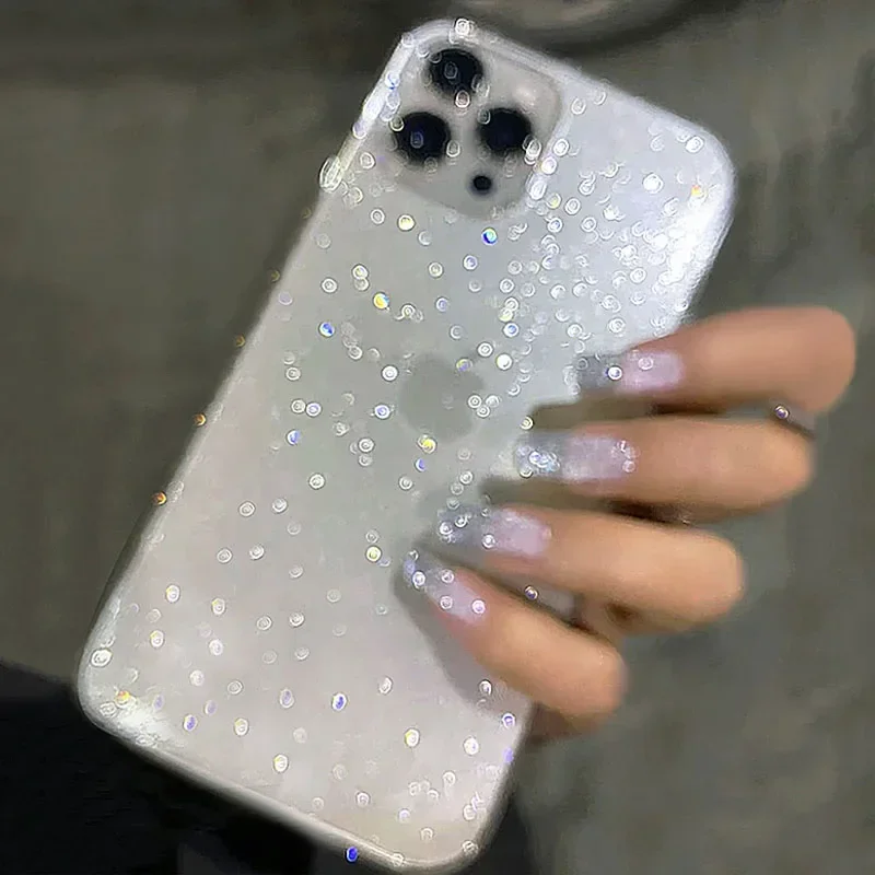 New Luxury Bling Glitter Clear Case For iPhone 16 15 14 13 12 11 Pro Max Mini X XR XS Shockproof TPU Transparent Soft Cover