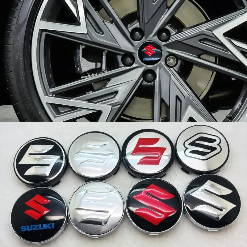 4 Uds. Accesorios de tapacubos de centro de rueda de coche de 60mm para Suzuki Jimny Swift Samurai Vitara SX4 Alto Kaiser Ingnis DZire Swace Across