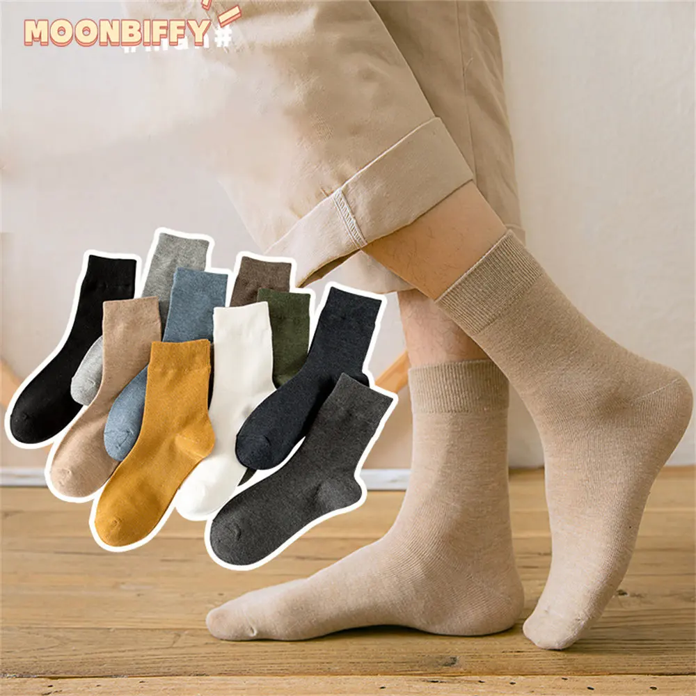 1 Pairs Fashion Men Spring Autumn Socks Solid Color Cotton Socks Men Business Stockings Tube Socks Mens Plus Size Wholesale