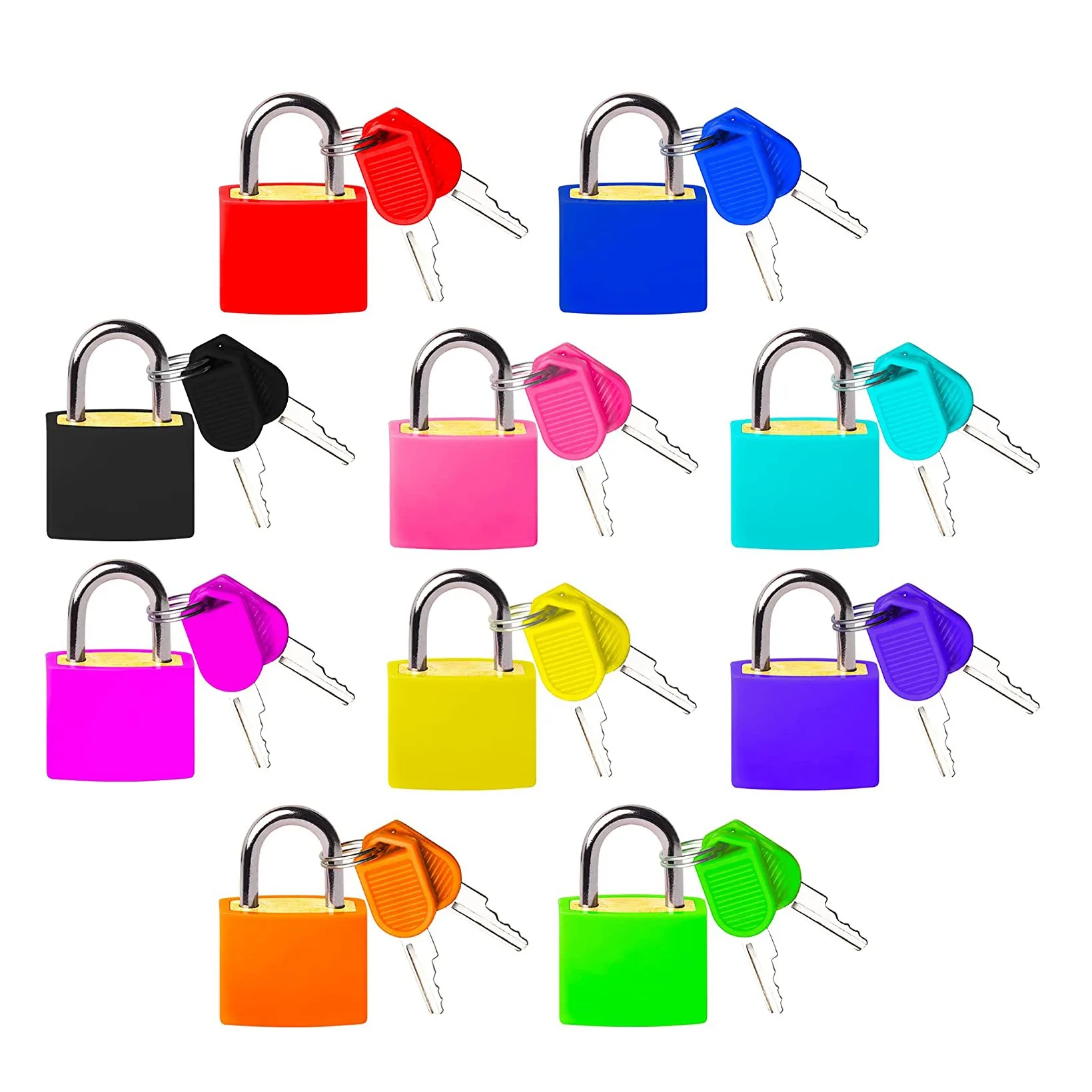 ABFN-10Pcs กุญแจขนาดเล็กล็อคที่มีสีสันและกุญแจกระเป๋าเดินทาง Locker กระเป๋าเป้สะพายหลังล็อคกลางแจ้ง MINI กุญแจสําหรับโรงเรียน GYM