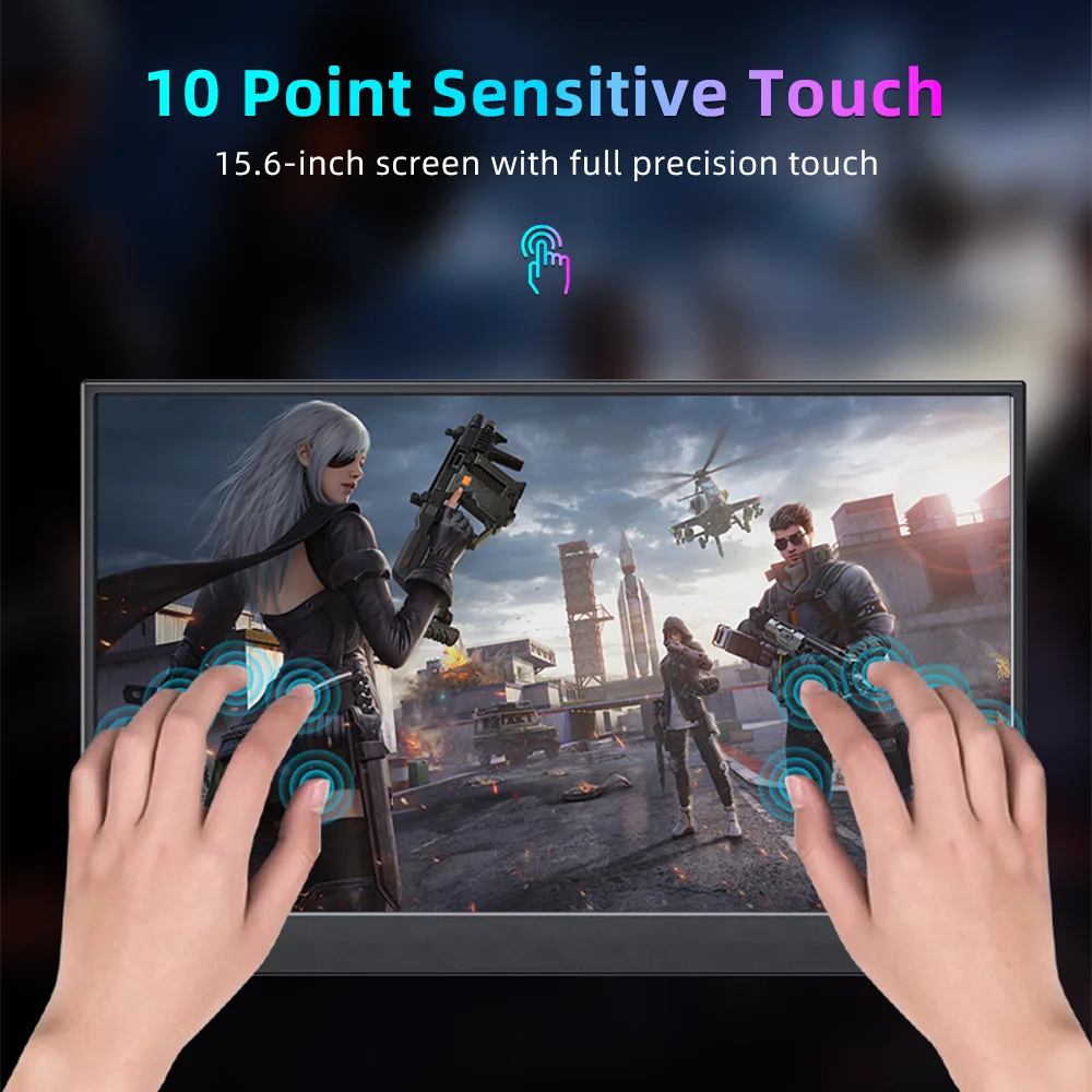 JSHIX 15.6 Inch Touch Screen Portable Monitor 1080P IPS Panel Type-C HDMI Second Monitor for Laptop Ps4 Switch Xbox Sub Display