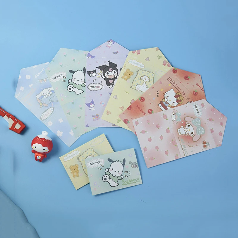 Imagem -03 - Sanrio Kuromi Cinnamoroll Melody Envelope Cartão Bonito Mensagem Festival Memo Pad Material Escolar Kids Gift 60 Pcs por Lote