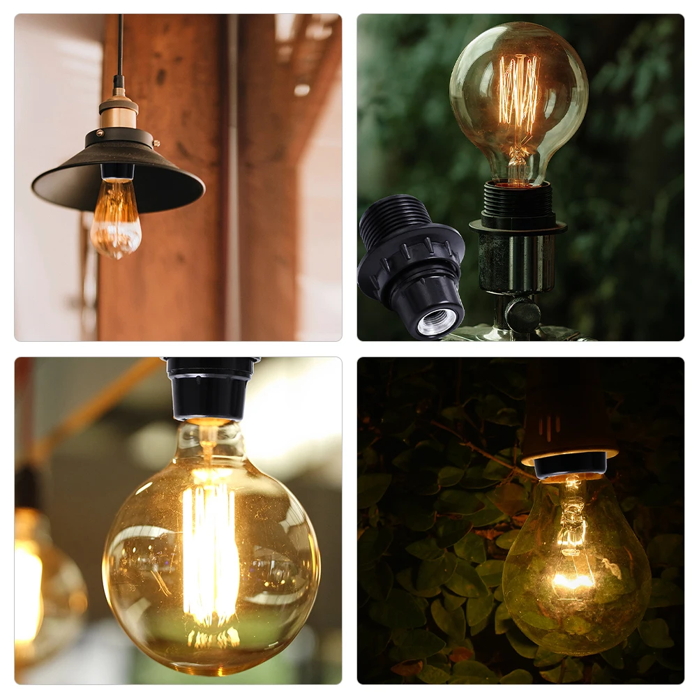 

4pcs Lamp Holder Sockets Black Light Bulb Socket E14 Base Parts for Pendant Ceiling DIY Projects LED Bulb Tube