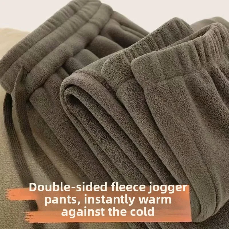 

Men's Winter Thiened Fce Lined Double-sided Velvet Windproof Casual Pants Sports Sweatpants Loose Fit Youth Faion